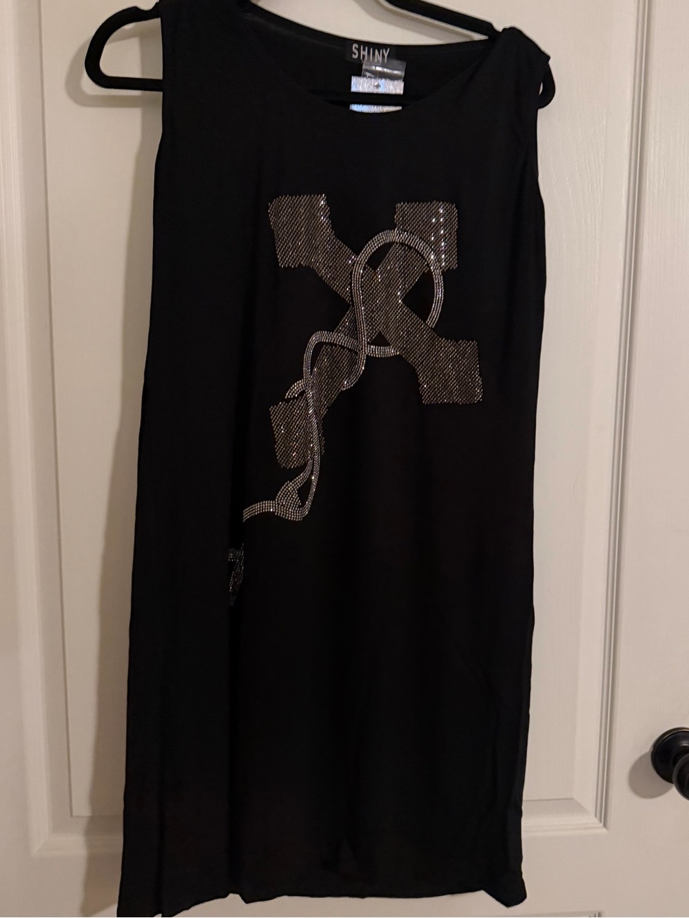 NWT Shiny “Crossary” Soft Rhinestone Embellished Sleeveless Dress/Top OSFM